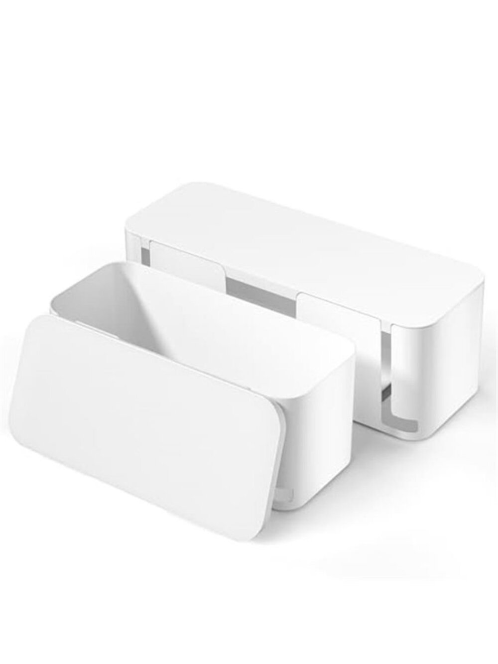 2 Pack Cable Management Box Cord Hider Organizer Pet Child Proof White L M